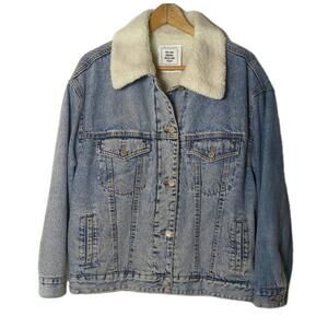 Pull And Bear Lined Mens Denim Jacket Size L